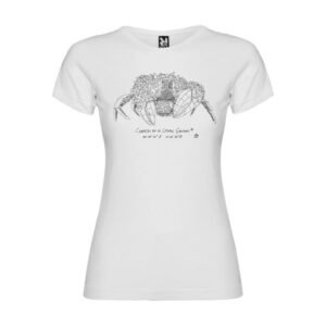 Camiseta Manga Corta Femenina  Cuello Redondo Serigrafía Blanca o Negra Cangreja
