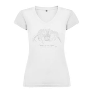 Camiseta Manga Corta Femenina Cuello Pico Serigrafía Plata Cangreja