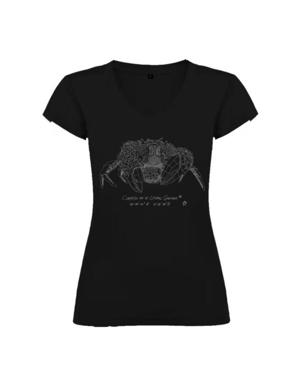 Camiseta Manga Corta Femenina Cuello Pico Serigrafía Plata Cangreja - Imagen 2
