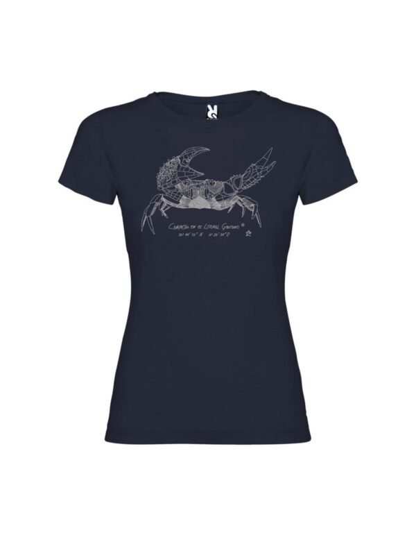 Camiseta Manga Corta Femenina  Cuello Redondo Serigrafía Plata Cangrejo - Imagen 2