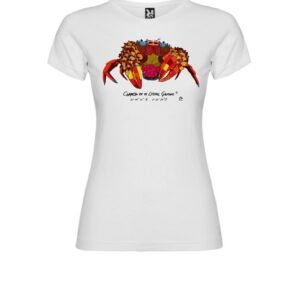 Camiseta Manga Corta Femenina  Cuello Redondo Impresión Digital Colores Cangreja