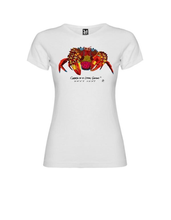 Camiseta Manga Corta Femenina  Cuello Redondo Impresión Digital Colores Cangreja