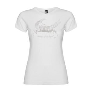 Camiseta Manga Corta Femenina  Cuello Redondo Serigrafía Plata Cangrejo