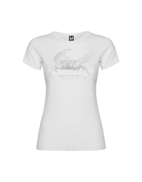 Camiseta Manga Corta Femenina  Cuello Redondo Serigrafía Plata Cangrejo