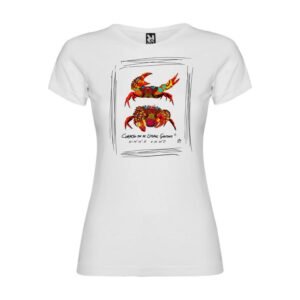 Camiseta Manga Corta Femenina  Cuello Redondo Impresión Digital Colores Pareja de Cangrejos