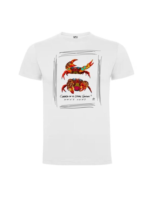 Camiseta Manga Corta Unisex Impresión Digital Colores Pareja de Cangrejos