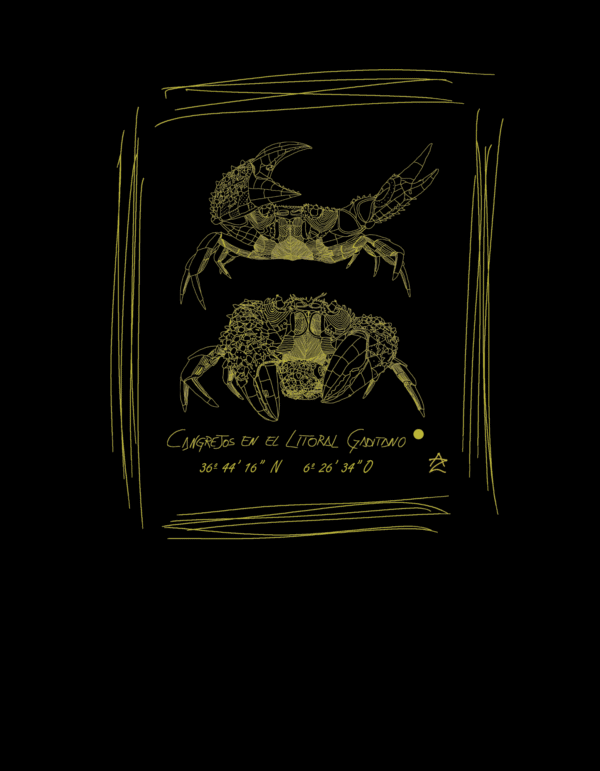 Camiseta Manga Corta Unisex Serigrafía Oro Pareja de Cangrejos - Imagen 2