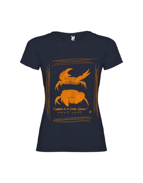 Camiseta Manga Corta Femenina  Cuello Redondo Impresión Digital Color Óxido Pareja de Cangrejos - Imagen 2