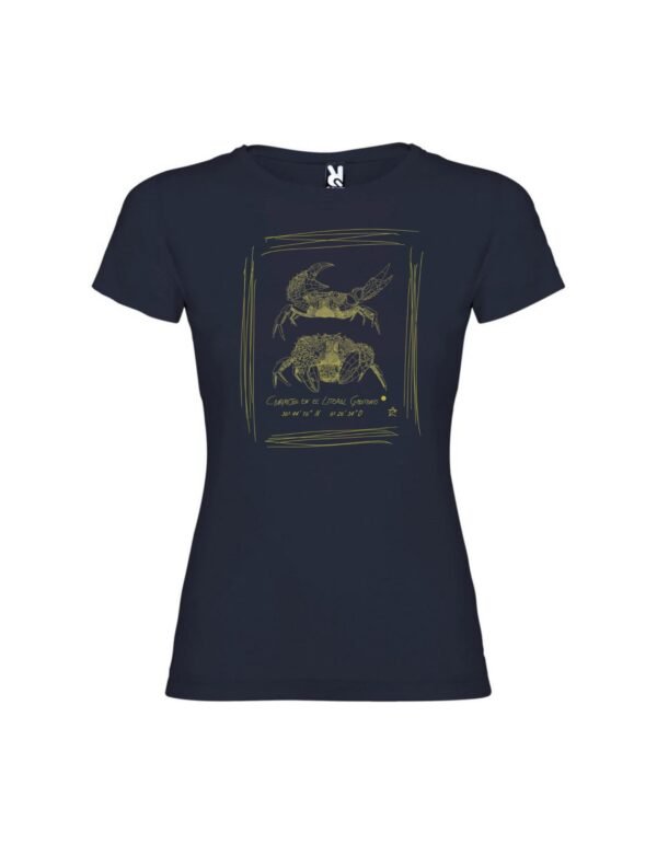 Camiseta Manga Corta Femenina  Cuello Redondo Serigrafía Oro Pareja de Cangrejos - Imagen 2