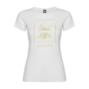 Camiseta Manga Corta Femenina  Cuello Redondo Serigrafía Oro Pareja de Cangrejos