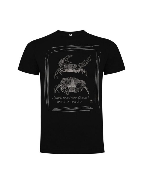 Camiseta Manga Corta Unisex Serigrafía Plata Pareja de Cangrejos - Imagen 2