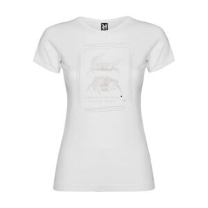 Camiseta Manga Corta Femenina  Cuello Redondo Serigrafía Plata Pareja de Cangrejos