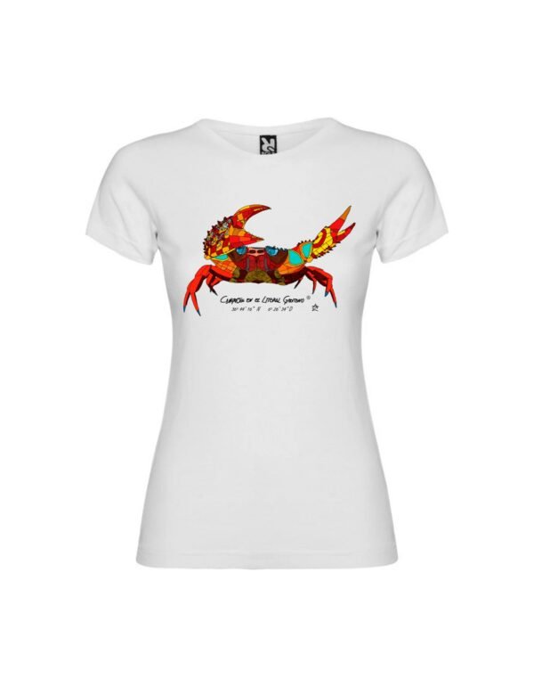 Camiseta Manga Corta Femenina  Cuello Redondo Impresión Digital Colores Cangrejo