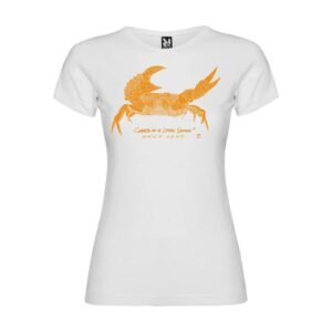 Camiseta Manga Corta Femenina  Cuello Redondo Impresión Digital Color Óxido Cangrejo