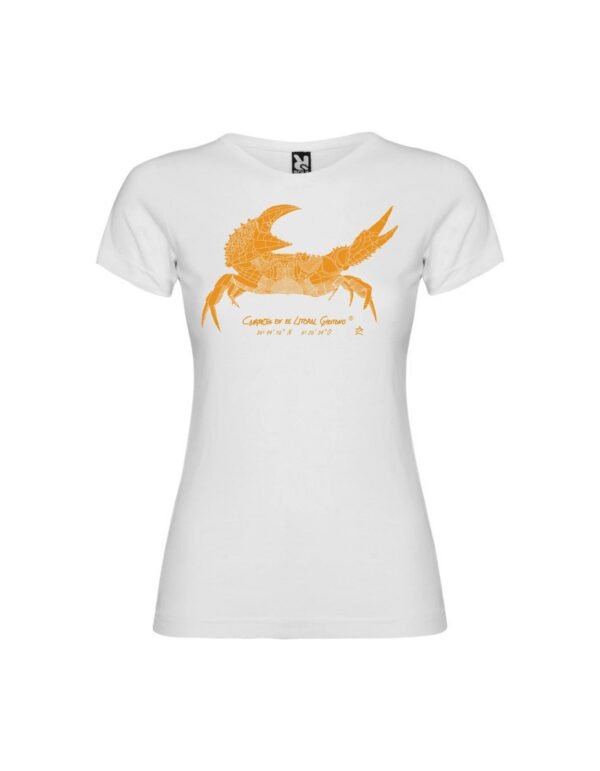Camiseta Manga Corta Femenina  Cuello Redondo Impresión Digital Color Óxido Cangrejo