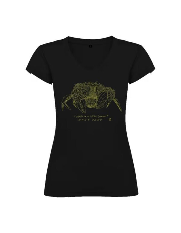 Camiseta Manga Corta Femenina Cuello Pico Serigrafía Oro Cangreja - Imagen 2
