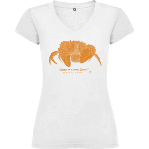 Camiseta Manga Corta Femenina Cuello Pico Impresión Digital Color Óxido Cangreja