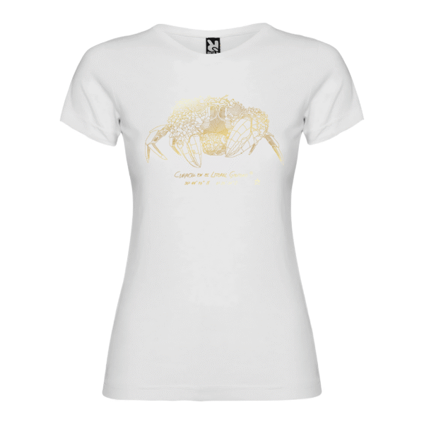 Camiseta Manga Corta Femenina | Cuello Redondo | Cangreja serigrafía oro