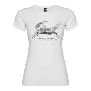 Camiseta Manga Corta Femenina | Cuello Redondo | Cangrejo serigrafía líneas