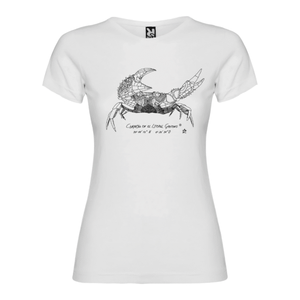 Camiseta Manga Corta Femenina | Cuello Redondo | Cangrejo serigrafía líneas