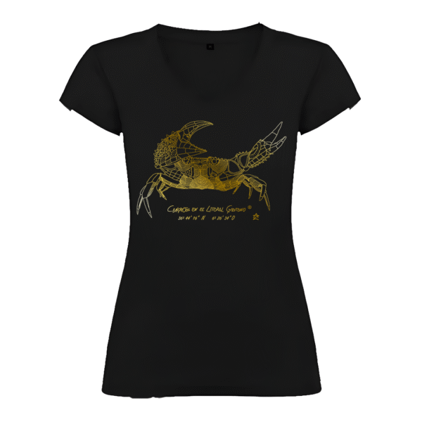 Camiseta Manga Corta Femenina | Cuello Pico | Cangrejo dorado - Imagen 2