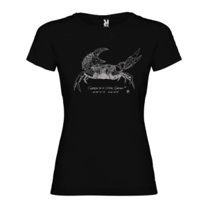 Camiseta Manga Corta Femenina | Cuello Redondo | Cangrejo serigrafía líneas