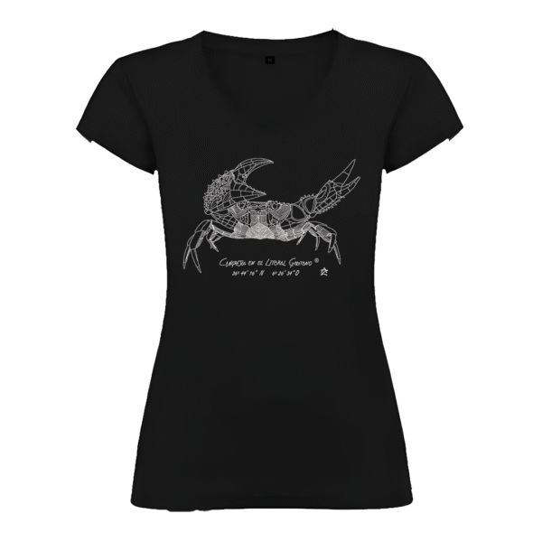 Camiseta Manga Corta Femenina | Cuello Pico | Cangrejo blanco o negro - Imagen 2