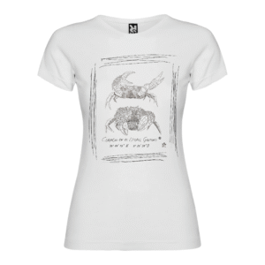 Camiseta Manga Corta Femenina | Cuello Redondo | Pareja de Cangrejos serigrafía lineas