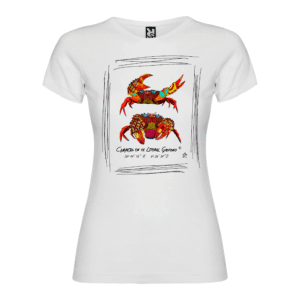 Camiseta manga corta femenina | Cuello redondo | Pareja de cangrejos colores