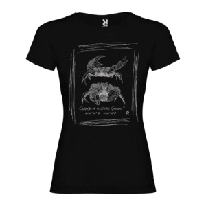 Camiseta Manga Corta Femenina | Cuello Redondo | Pareja de Cangrejos serigrafía lineas
