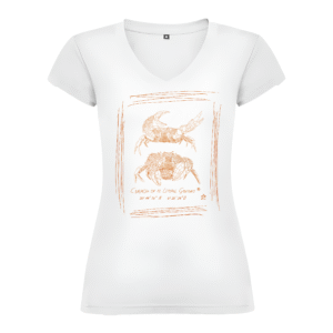 Camiseta Manga Corta Femenina | Cuello Pico | Pareja de Cangrejos óxido