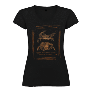 Camiseta Manga Corta Femenina | Cuello Pico | Pareja de Cangrejos óxido