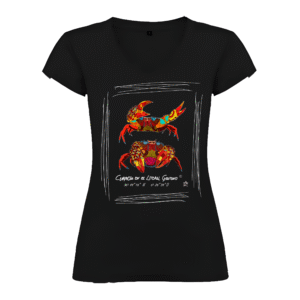 Camiseta Manga Corta Femenina | Cuello Pico | Pareja Cangrejos colores