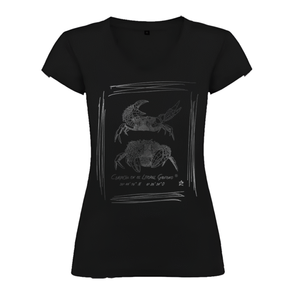 Camiseta Manga Corta Femenina | Cuello Pico | Pareja de Cangrejos plata - Imagen 2