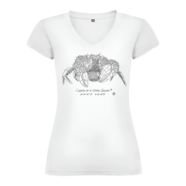 Camiseta Manga Corta Femenina | Cuello Pico | Cangreja blanca o negra
