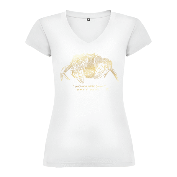Camiseta Manga Corta Femenina | Cuello Pico | Cangreja dorada