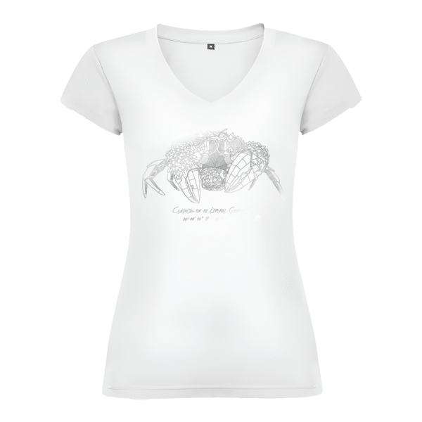 Camiseta Manga Corta Femenina | Cuello Pico | Cangreja plata