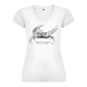 Camiseta Manga Corta Femenina | Cuello Pico | Cangrejo blanco o negro
