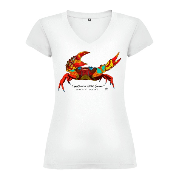 Camiseta Manga Corta Femenina | Cuello Pico | Cangrejo colores